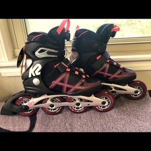 NWT K2 Alexis 90 Boa Black-Burgundy Inline Skates